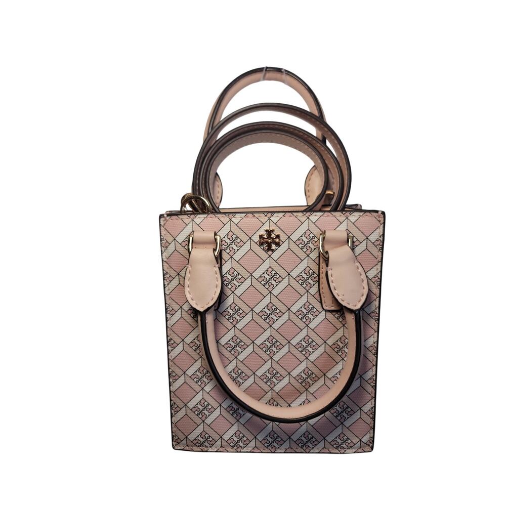 Tory Burch Geo Logo Mini Shopper Tote Crossbody Bag Dusty Pink